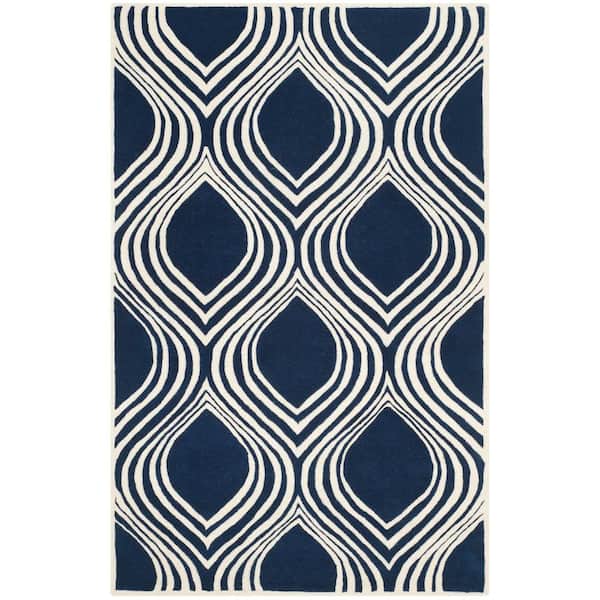 SAFAVIEH Chatham Dark Blue/Ivory 6 ft. x 9 ft. Geometric Area Rug