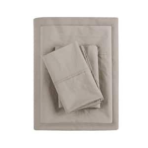 Khaki Twin 200 Thread Count Relaxed Cotton Percale Sheet Set