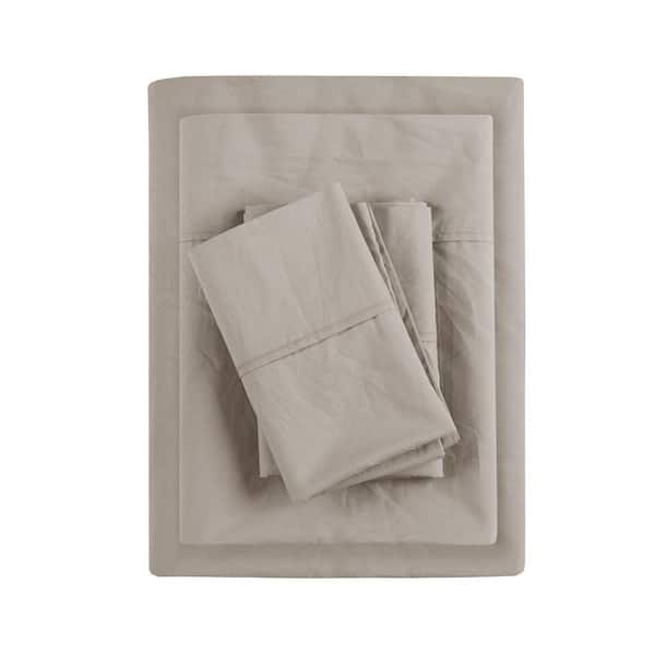 Madison Park Khaki Full 200 Thread Count Relaxed Cotton Percale Sheet Set