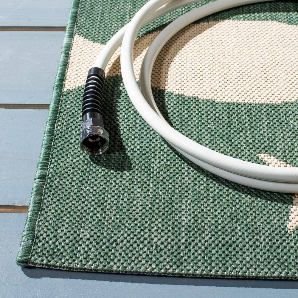 Dark Green and Ivory Fish Pattern Rectangular Synthetic Rug, 9' x 12'