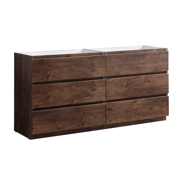 Lazzaro 72 in. Modern Double Bath Vanity Cabinet Only in Rosewood