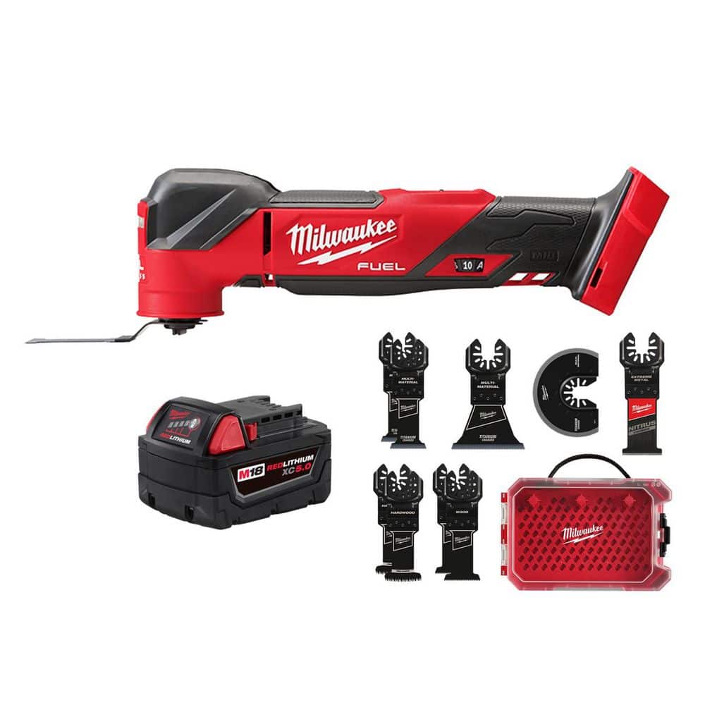 M18 FUEL 18V Brushless Oscillating Multi-Tool w/5.0Ah Battery & Multi-Tool Blade Kit (9-Pc) price history on PriceWatchPro