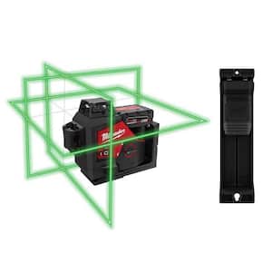 M12 12-Volt Lithium-Ion Cordless Green 250 ft. 3-Plane Laser Level Kit w/One 4.0 Ah Battery, Charger, Case & Track Clip