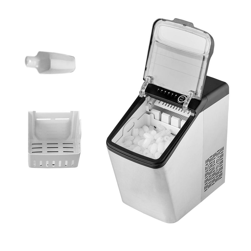 Countertop Ice Maker 9.68 in. W 9 Cubes Ready in 7 Mins 33lbs. in 24H Self-Cleaning Portable with Ice Scoop and Basket