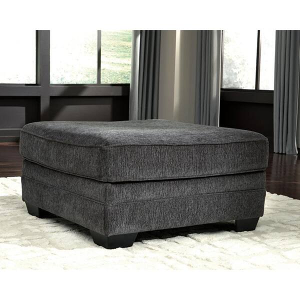 Signature DESIGN BY ASHLEY Tracling Gray Polyester Square Accent Oversized Ottoman