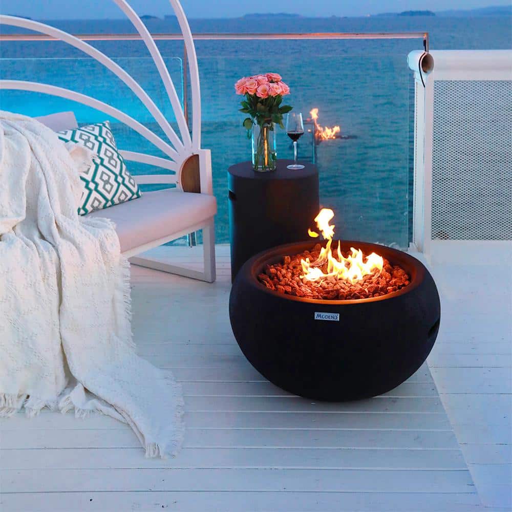 Modeno 27" Black Gas Fire Pit Table with Cover