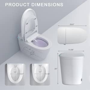 Smart Toilet with Bidet, Auto Open Lid and Flush Heated Seat, Washing and Drying, Include Remote Control