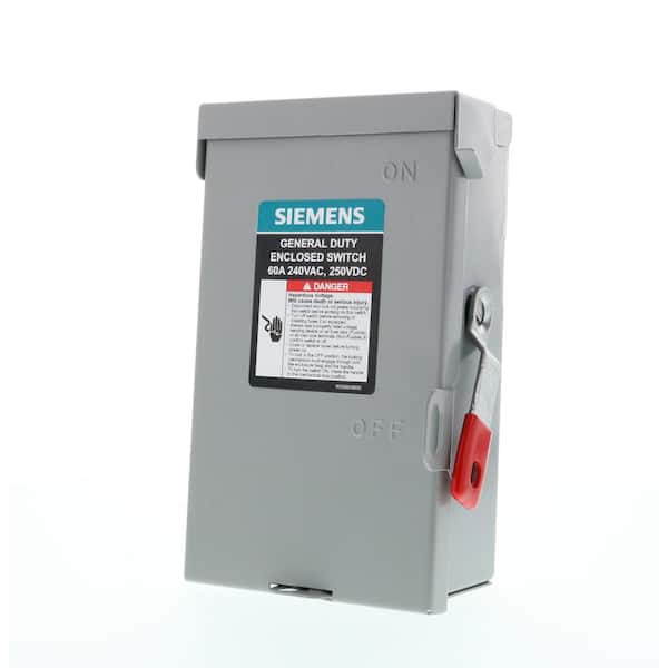 Siemens General Duty 60 Amp 2-Pole 2-Wire 240-Volt Non-Fusible Outdoor Safety Switch