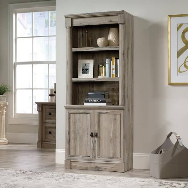 SAUDER 71.85 in. Split Oak Wood 5-shelf Standard Bookcase with Doors