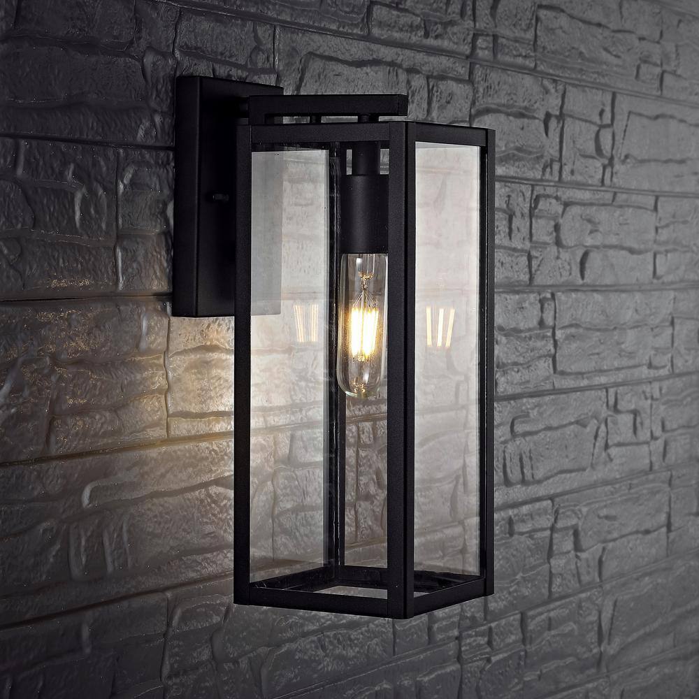 Norsan 13.75" Black Iron Outdoor Wall Lantern