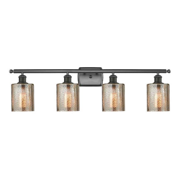 Cobbleskill 36 in. 4-Light Oil Rubbed Bronze Vanity Light with Glass Shade