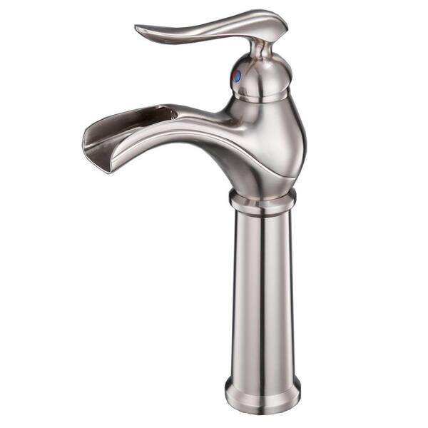 FORCLOVER Single Handle Waterfall Single Hole Bathroom Vessel Sink Faucet in Brushed Nickel