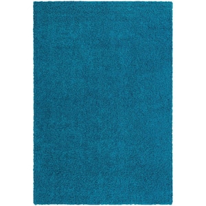 Solid Shag Turquoise 7 ft. x 10 ft. Area Rug