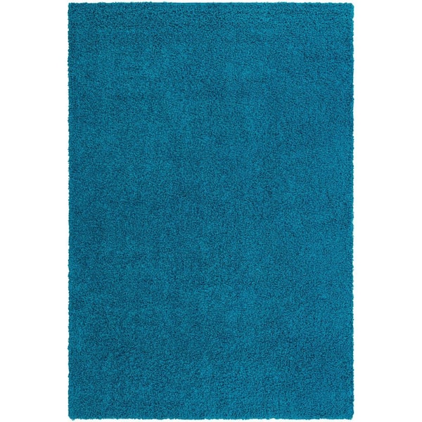 Solid Shag Turquoise 7 ft. x 10 ft. Area Rug