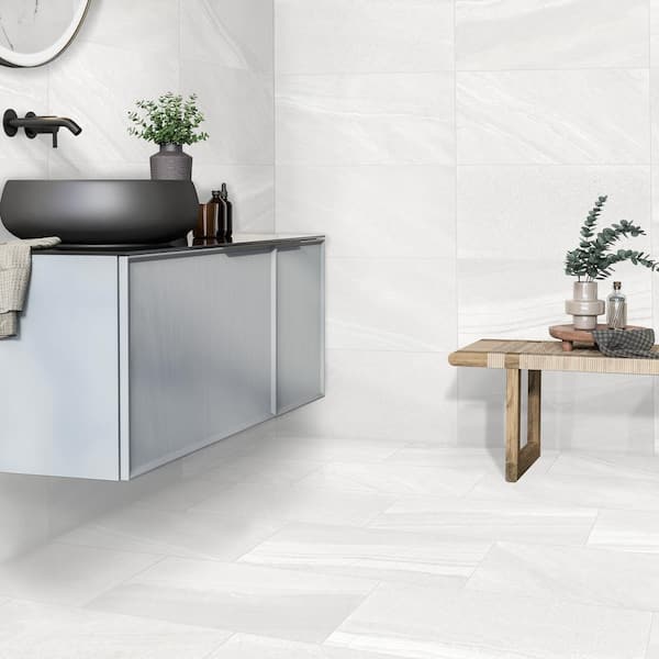 Seville White 12 in. x 24 in. Matte Porcelain Floor and Wall Tile (13.3 sq. ft./Case)