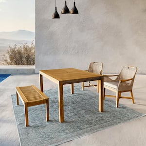 Sydney 4-Piece Teak Wood Outdoor Dining Set with Light Tan Cushion