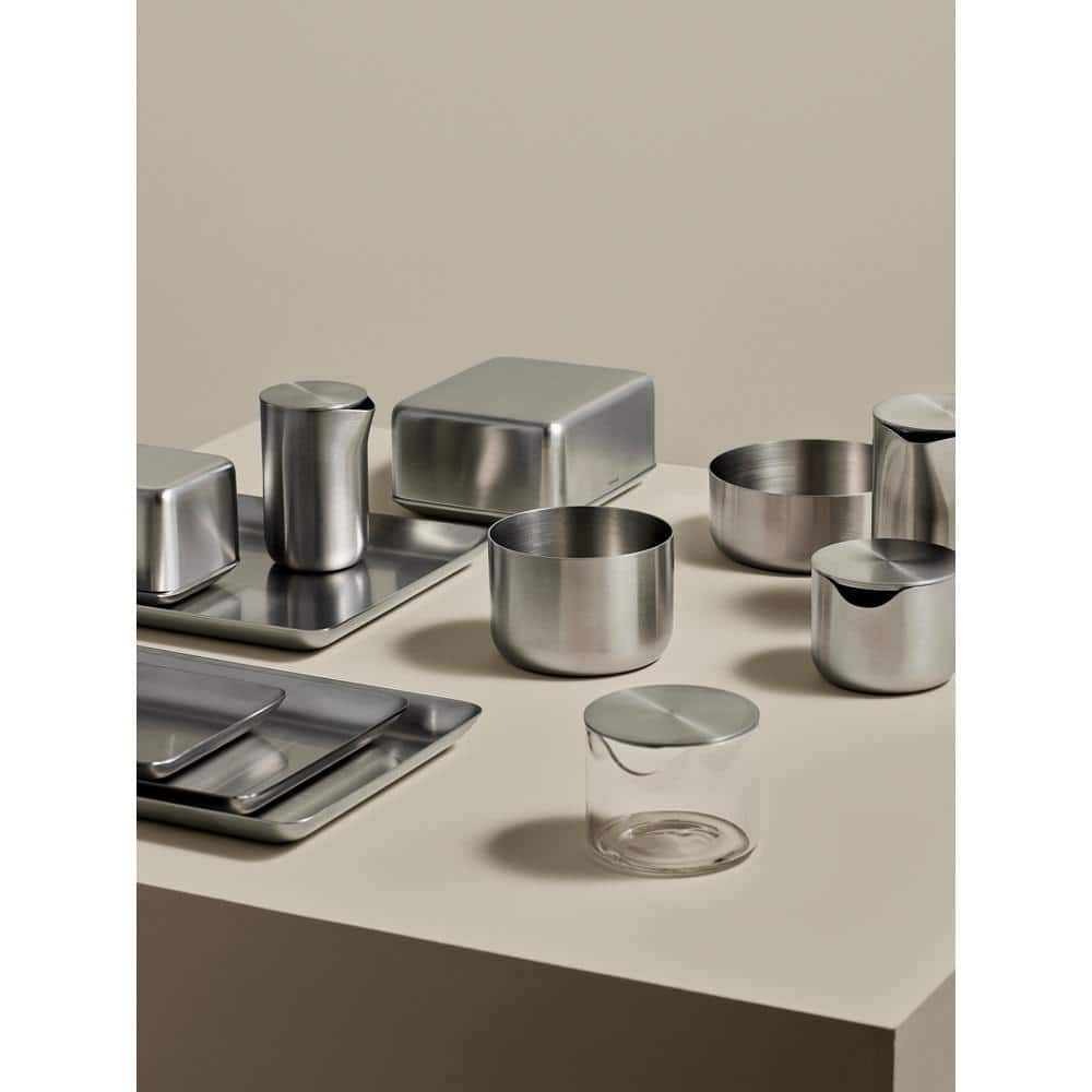 Elegant Matte Stainless Steel Rectangular Serving Tray, 6.69" x 4.33"