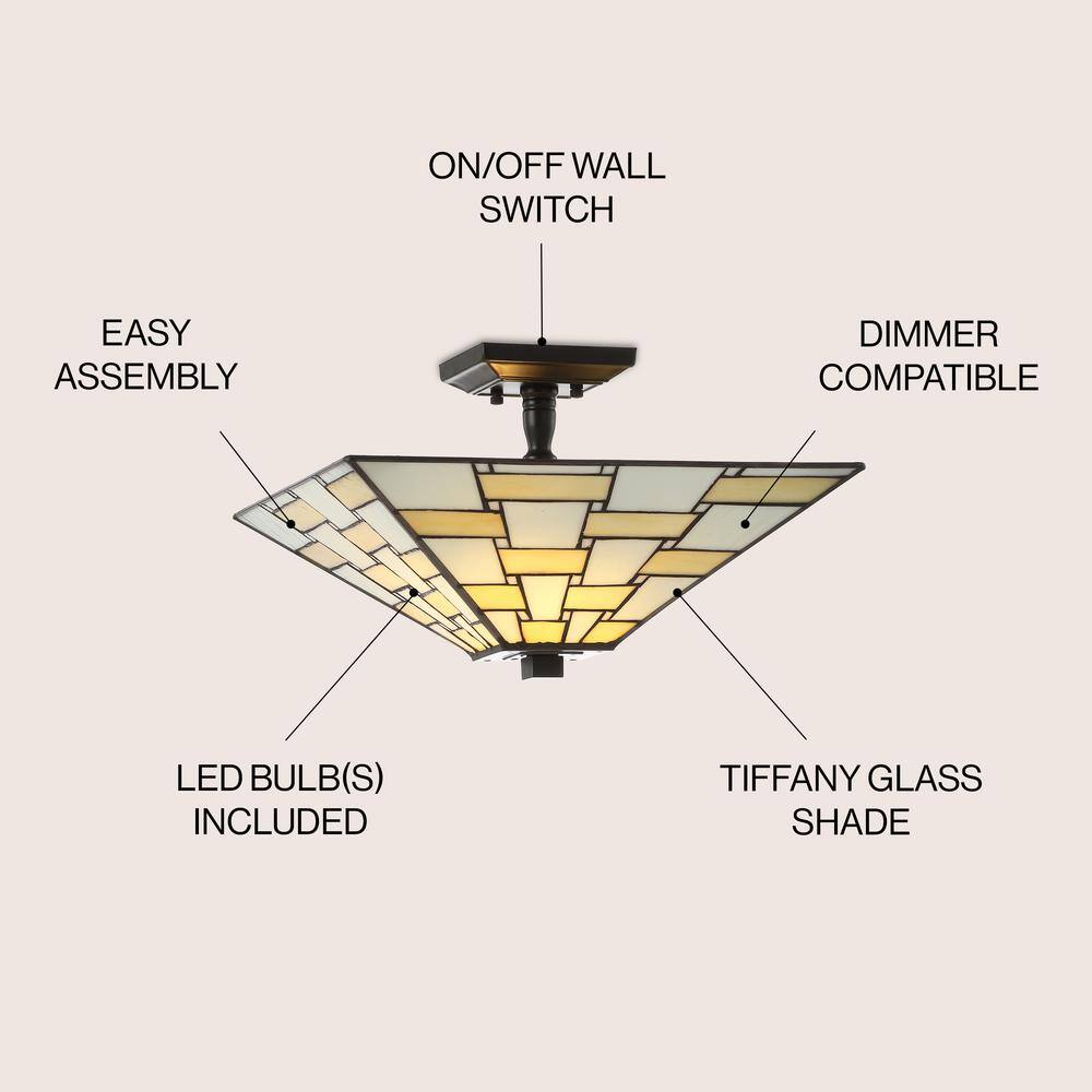 Jason 15.7" Multicolor Glass LED Semi-Flush Mount Light