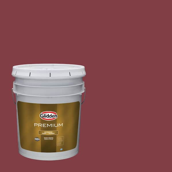 Glidden Premium 5 gal. PPG1052-7 Ruby Lips Flat Exterior Latex Paint