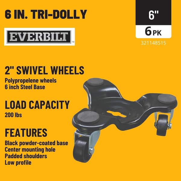 6 in. 200 lb. Capacity Steel Furniture Moving Dolly (6-Pack)