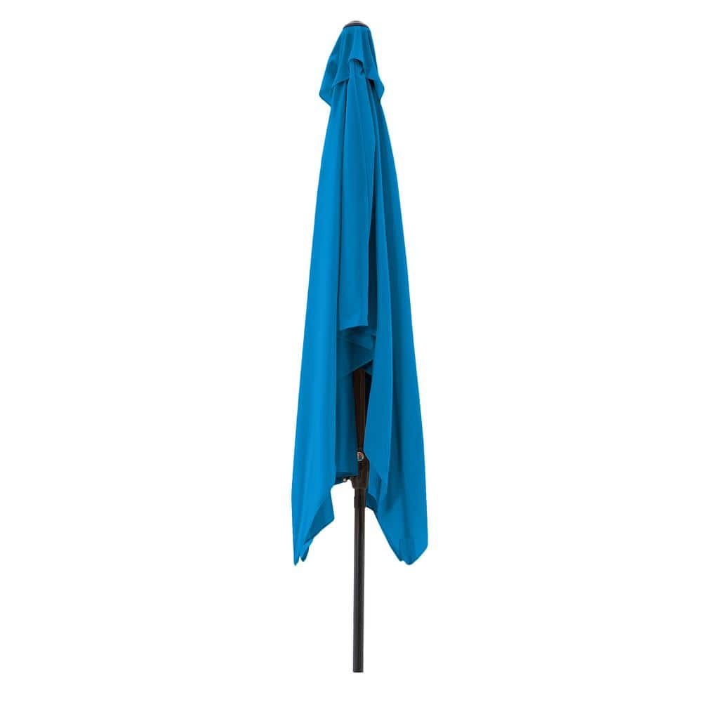 Bright Blue Rectangular Steel Frame Patio Umbrella with Crank and Tilt