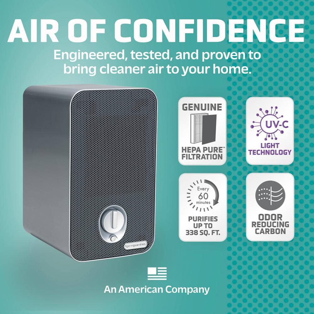 Gray Tabletop HEPA Air Purifier with Odor Absorbing Filter