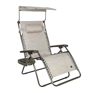 33 in. W XL Zero Gravity Chair with Adjustable Canopy Sun-Shade, Drink Tray, and Adjustable Pillow