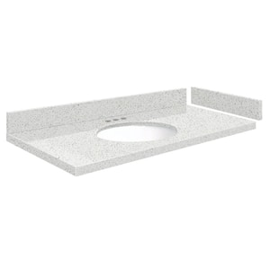 Silestone 42.5 in. W x 22.25 in. D Quartz White Round Single Sink Vanity Top in Stellar Snow