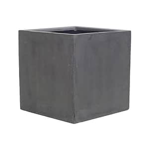 Cube 12 in. x 12 in. Matte Gray Fiberstone Square Cube Planter
