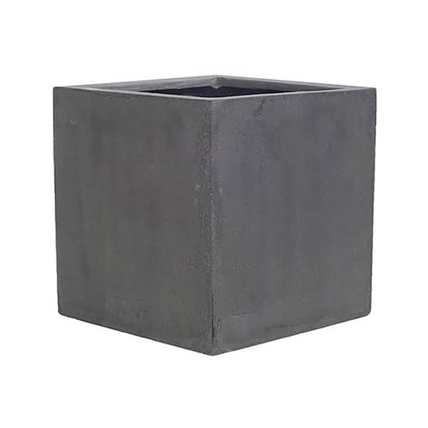 Vasesource Cube 12 in. x 12 in. Matte Gray Fiberstone Square Cube Planter