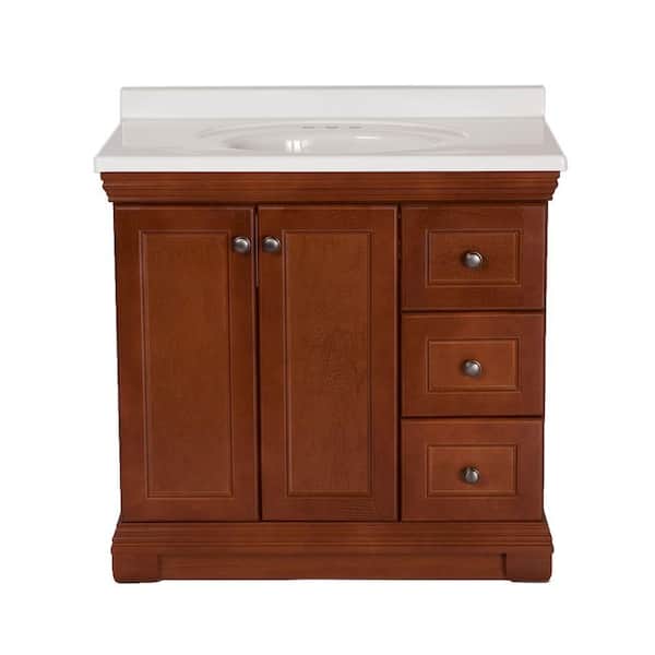 St. Paul Brentwood 36 in. Vanity in Amber with 37 in. Cultured Marble Vanity Top in White
