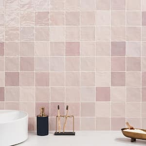 Kingston Pink 4 in. x 4 in. Glazed Ceramic Wall Tile (5.38 sq. ft./case)