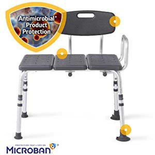 Medline Knockdown Transfer Bath Bench with Back Microban