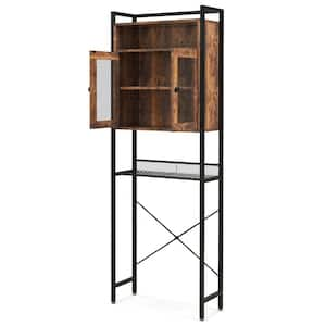 23.5 in. W x 68 in. H x 9.5 in. D Rustic Brown Over The Toilet Storage with Heavy-Duty Metal Frame, Adjustable Shelf