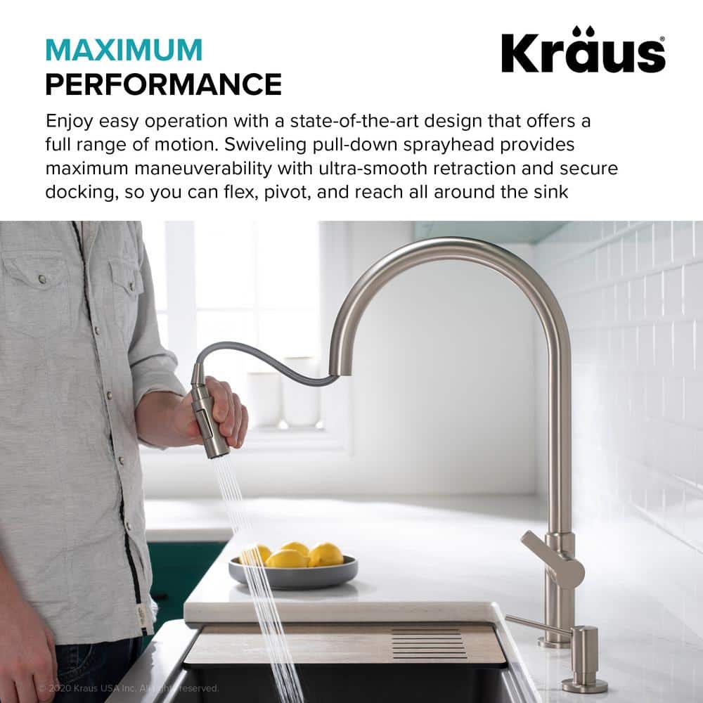 Brushed Brass High-Arc Single Handle Pull-Down Kitchen Faucet