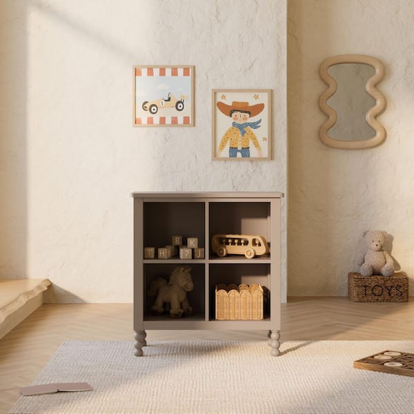 Rio 31.22 in. Wide Taupe 4-Shelves Transitional Bookcase