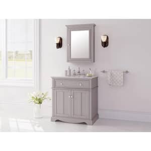 Fremont 32 in. W x 22 in. D Vanity in Grey with Granite Vanity Top in Grey with White Sink