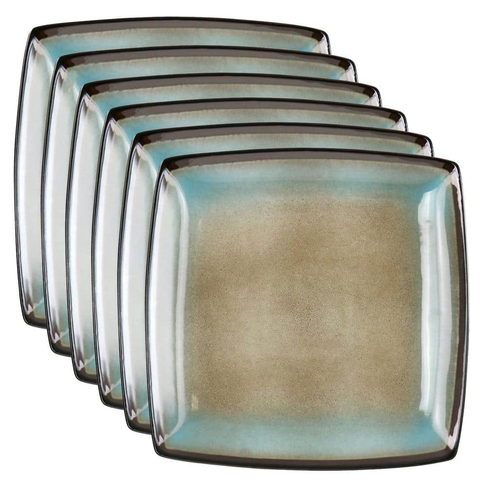 HOMETRENDS Tequesta 6 Piece 8 in. Square Stoneware Dessert Plate Set in