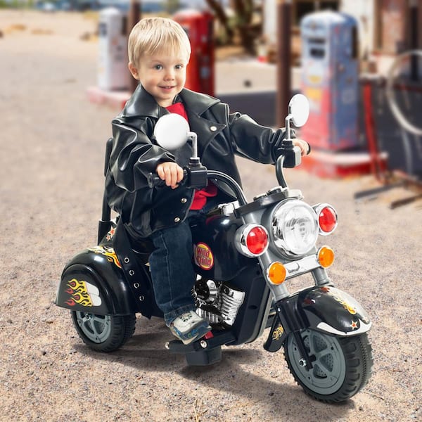 Lil Rider 3-Wheel Battery Powered Ride on Toy Motorcycle Chopper in Black  W410049 - The Home Depot