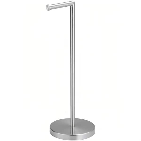 Freestanding Stainless Steel Toilet Paper Stand in Brushed Nickel