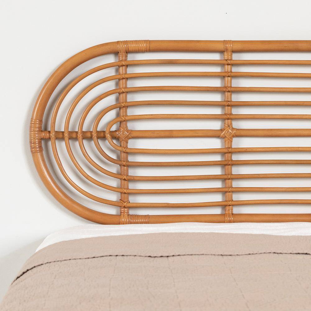 Full Natural Fabric Panel Headboard with Metal Frame