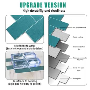 12 in. x 12 in. PVC Malachite Green Peel and Stick Backsplash Subway Tiles for Kitchen (10-Sheets/10 sq. ft.)