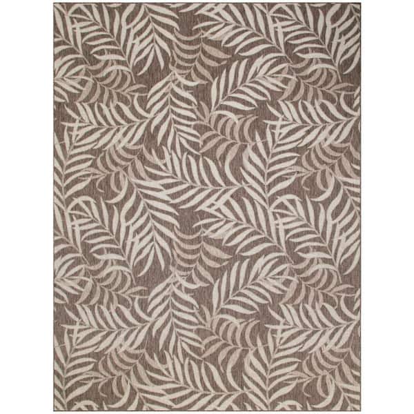 Nourison Garden Oasis Mocha 8 ft. x 10 ft. Nature-inspired Contemporary Area Rug