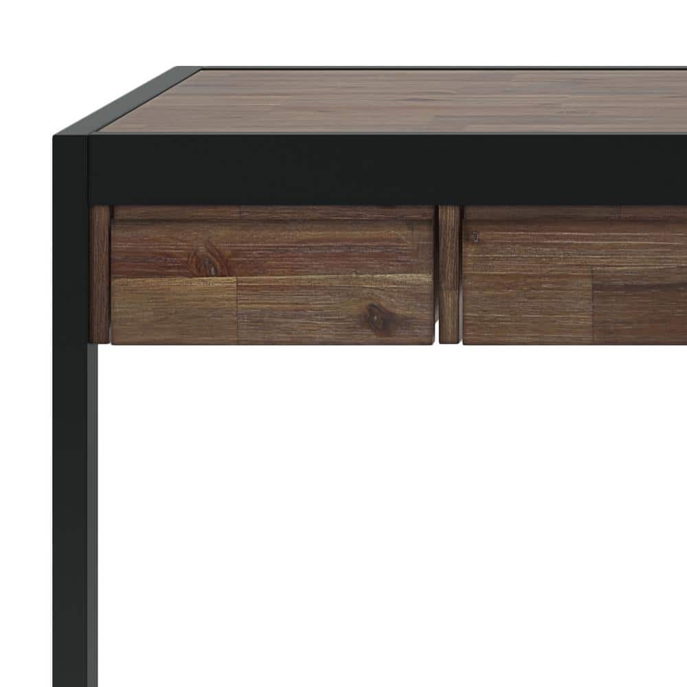Erina Compact Rustic Natural Aged Brown Acacia Desk with Drawers
