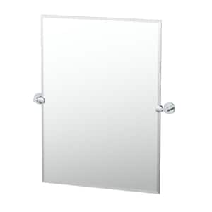 Reveal 27.88 in. W x 31.5 in. H Large Rectangular Frameless Beveled Wall Bathroom Vanity Mirror in Chrome