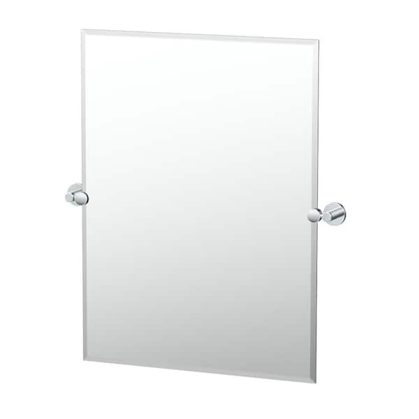 Gatco Reveal 27.88 in. W x 31.5 in. H Large Rectangular Frameless Beveled Wall Bathroom Vanity Mirror in Chrome