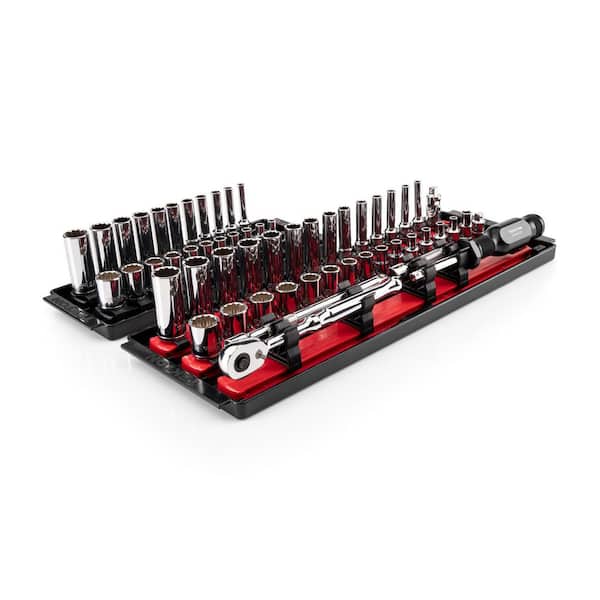 1/4 in. Drive 12-Point Socket and Ratchet Set with Rails (5/32 in.-9/16 in., 4 mm-15 mm) (57-Piece)