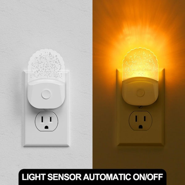 2-Pack RGB LED Night Lights Plug into Wall, 8-Color Changing with Sensor, Dimmable Nightlight for Kids Bedroom, Bathroom