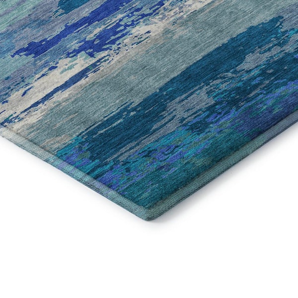 Mayfield Premium Machine Washable Abstract AMF1280 Blue 10 ft. x 14 ft. Area Rug