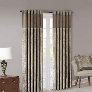 Whitman Brown Paisley Polyester 50 in. W x 95 in. L Light Filtering 2-Piece Rod Pocket and Back Tabs Curtain